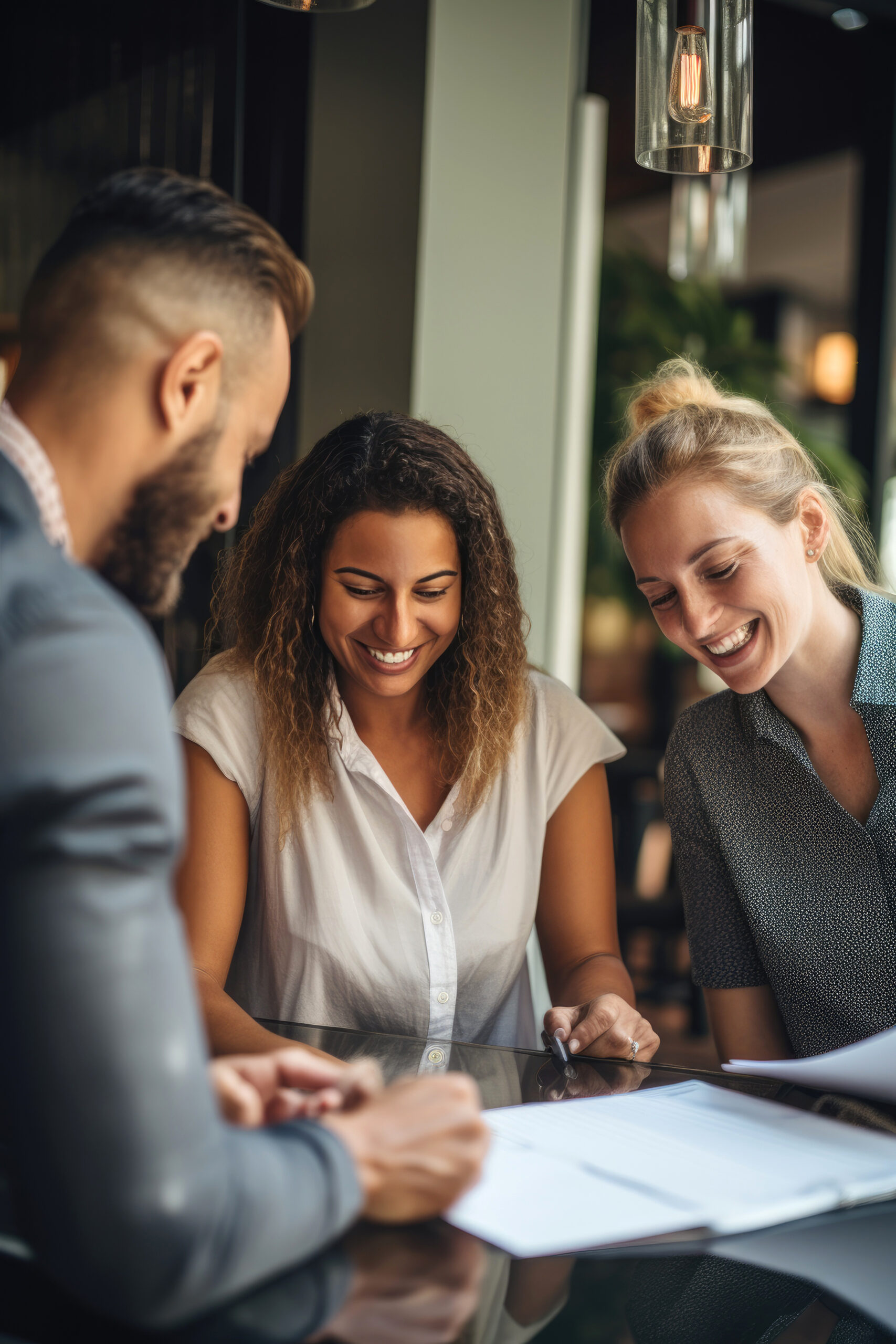 Life Insurance agent discussing policy details with prospective buyers